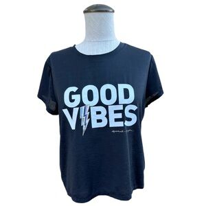 Spiritual Gangster Good Vibes Active Crop Tee Short Sleeve Black White Medium